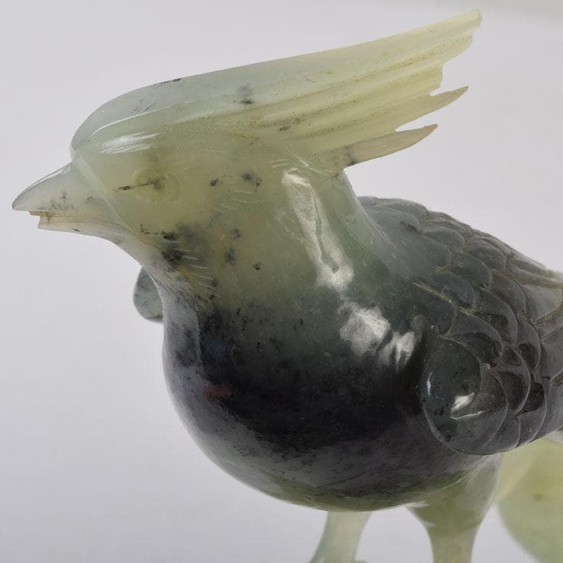 中国 玉石彫刻 鳥 置物 C 8647