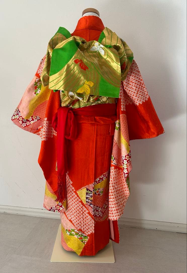 7歳　七五三　正絹着物　絞り　帯　帯揚げ　帯締め　しごき　セット