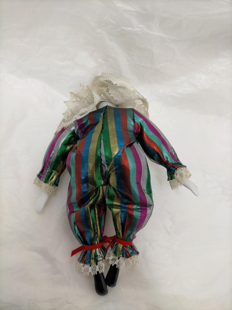 アンティークヴィンテージ虹色ピエロ陶器人形250702-8Y