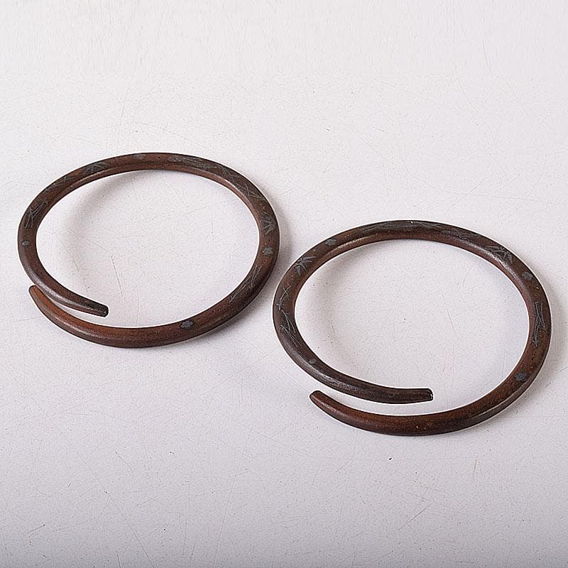 茶道具　高木治良兵衛造　象嵌入　鉄丸環　共箱　C　7552