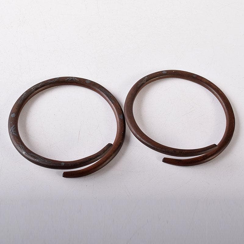 茶道具　高木治良兵衛造　象嵌入　鉄丸環　共箱　C　7552