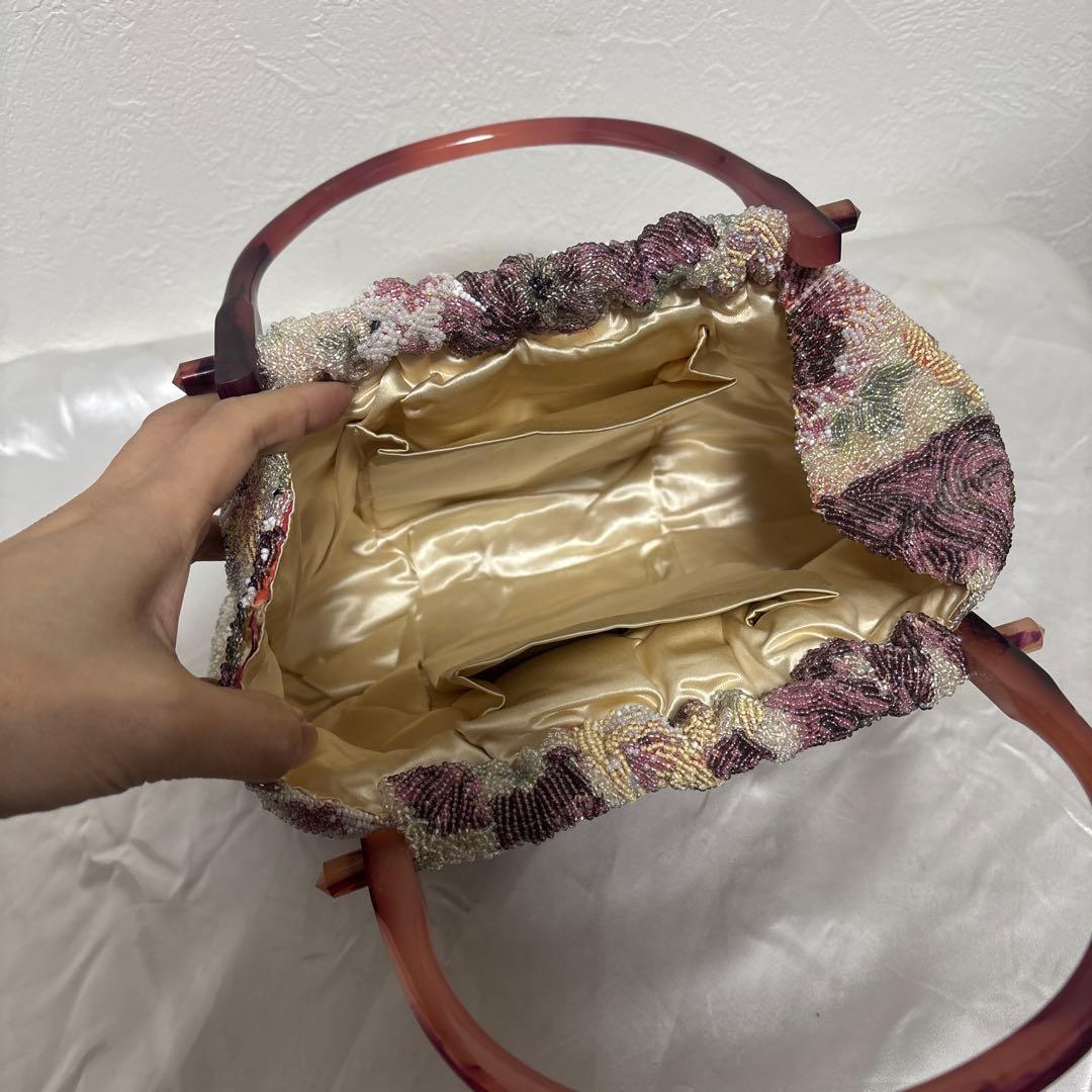 花柄ビーズバッグ/ビーズバック/和装/美品/ヴィンテージ