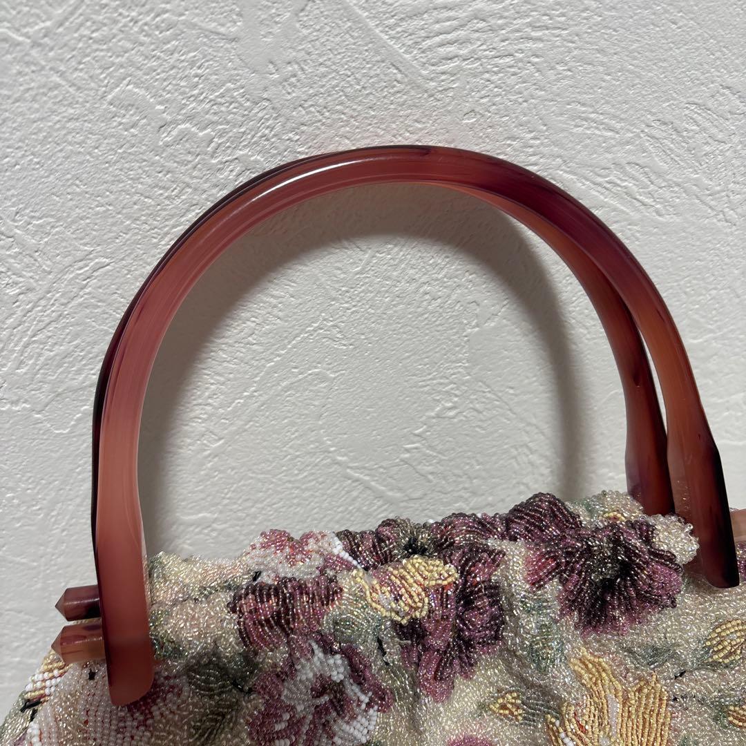 花柄ビーズバッグ/ビーズバック/和装/美品/ヴィンテージ