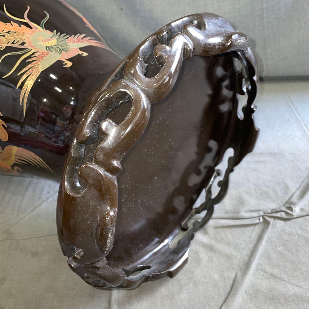 漆芸　漆器　鳳凰　花器　花瓶　沈降壺　インテリア　オブジェ　飾り物　85cm