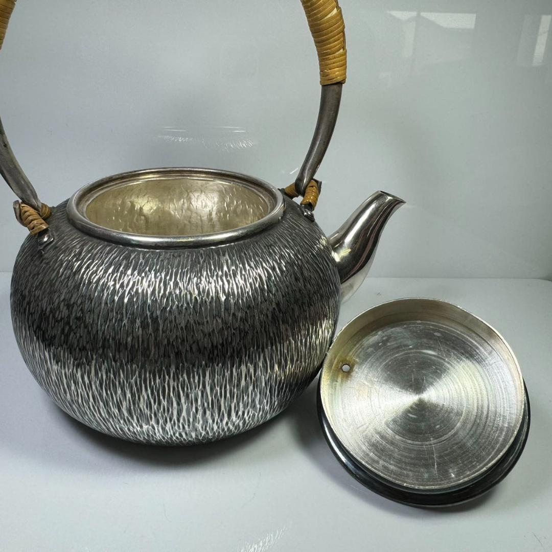 純銀製 宮本造 湯沸 煎茶道具 薬缶 銀瓶 工芸品 古美術品