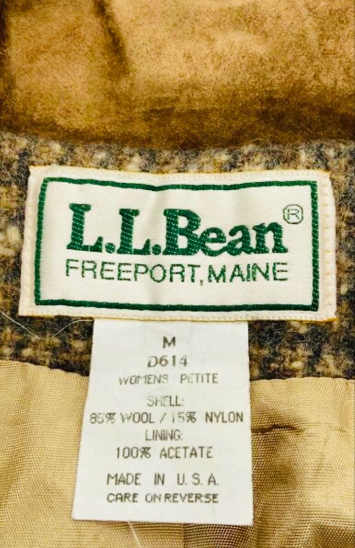 <pink> 80s～90s L.L.Bean ウールコート 千鳥柄