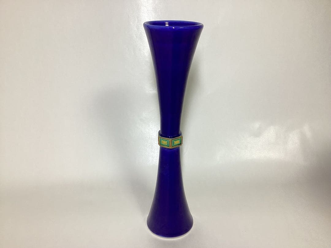 茶道具 古物品 尊式花入紺紫交趾 中村翠嵐 木箱入