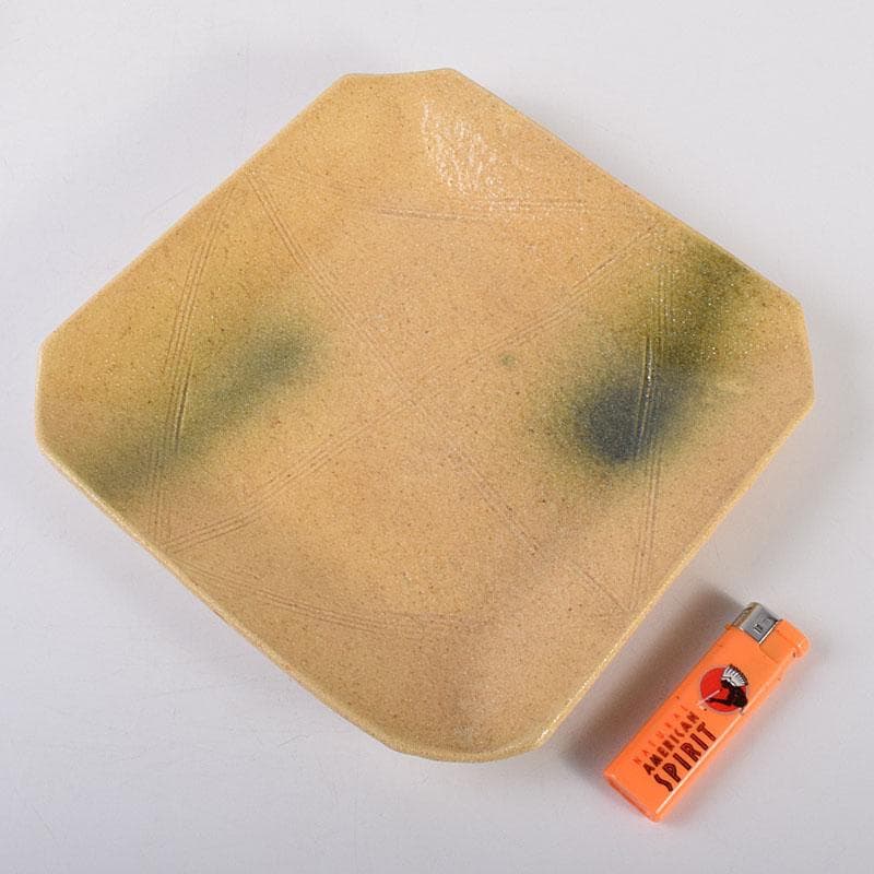 和食器 瀬戸焼 黄瀬戸 美濃不二窯 佐藤和子造 角皿 5客 共箱 VR7786C