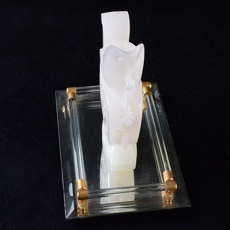 中国 玉石白玉彫刻 林權作 白玉樽 証明書・鏡面台付 V R8720 - メルカリ