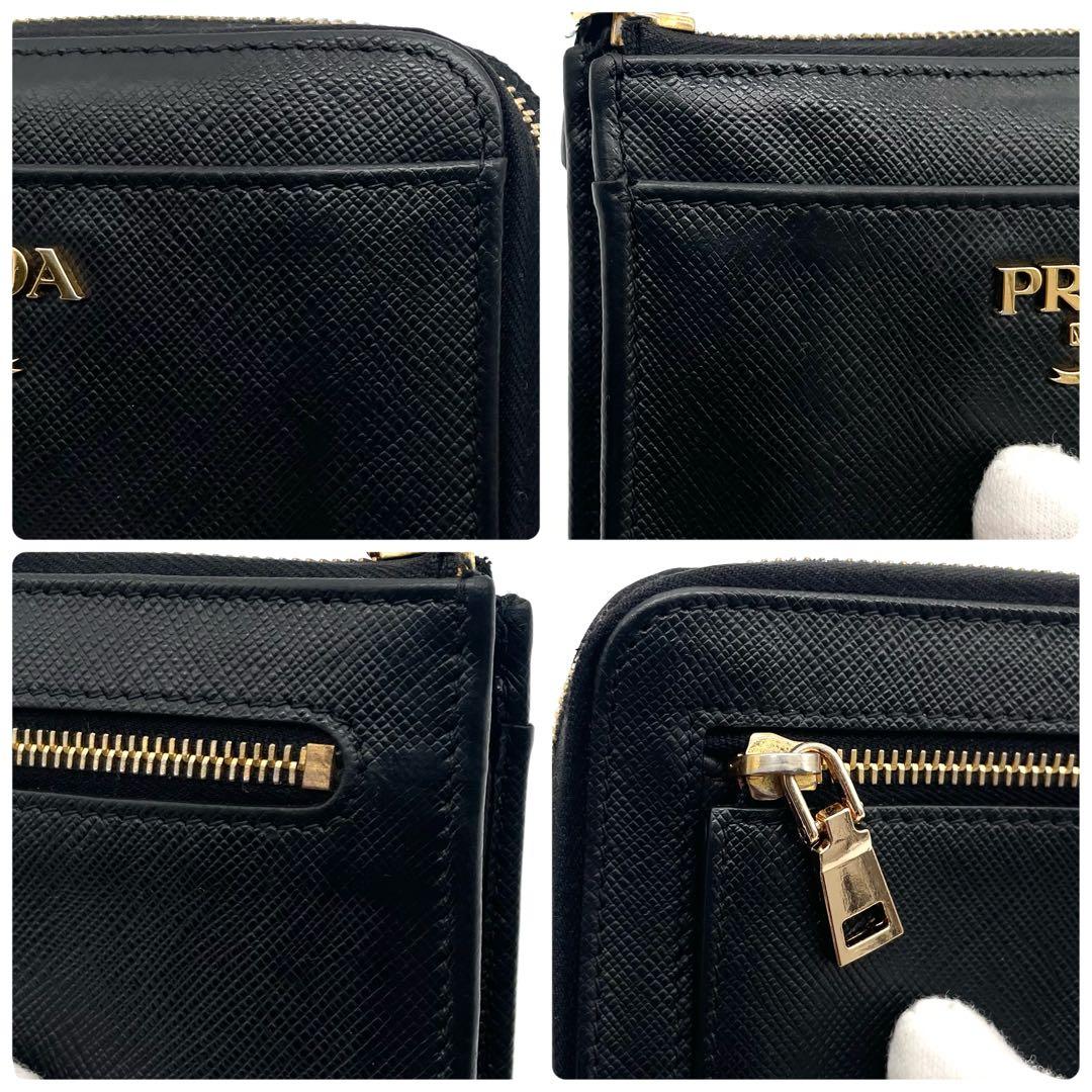 プラダ ケース サフィアーノレザー コンパクトウォレット ブラック