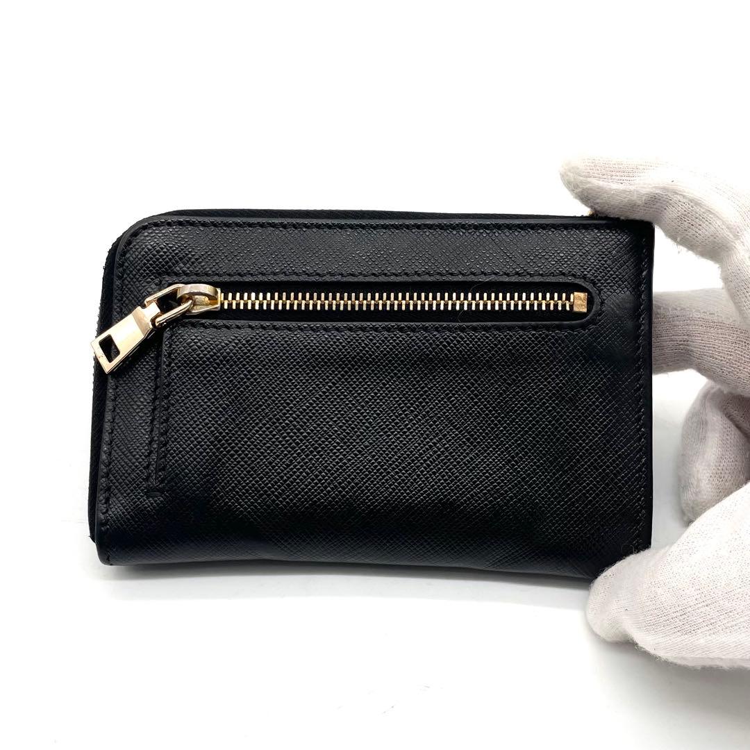 プラダ ケース サフィアーノレザー コンパクトウォレット ブラック