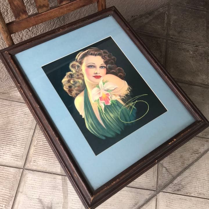 希少！40's～50’s アメリカアンティークピンナップ壁掛け　ロカビリー