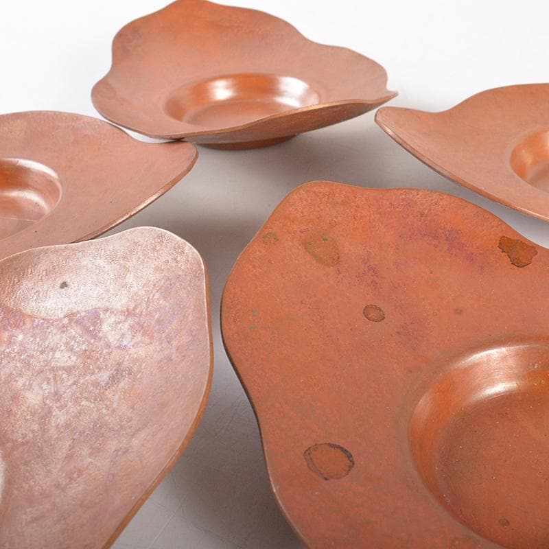 煎茶道具素銅木瓜式茶托十八客合計約1429g在銘共箱MR7539