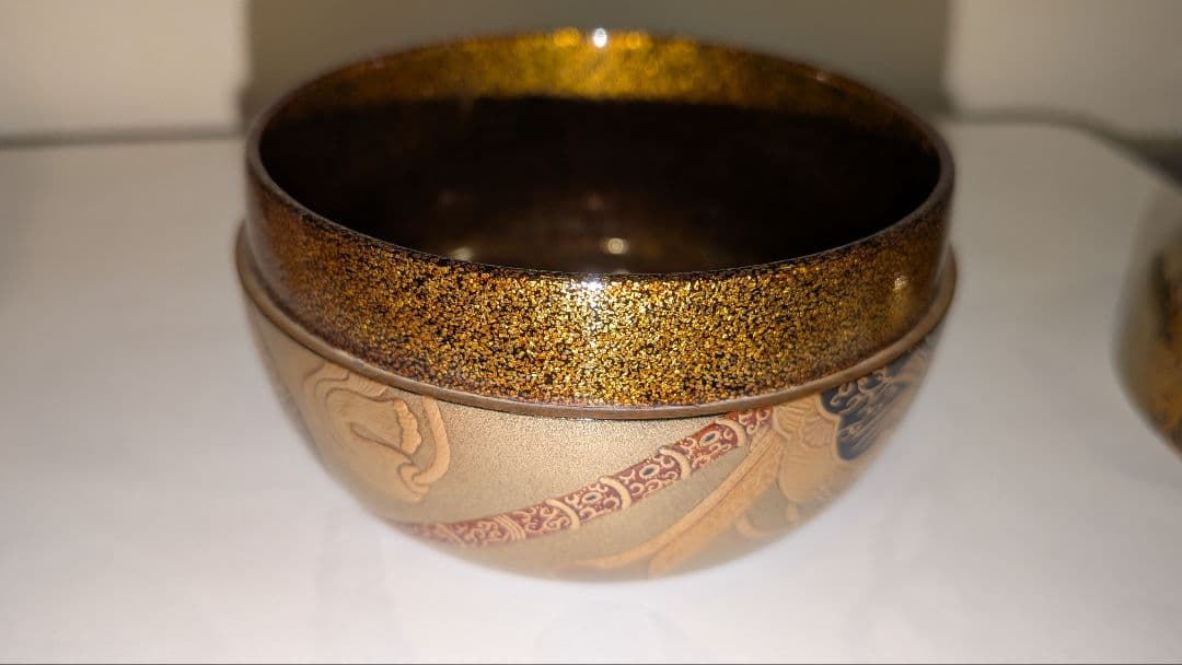 舞楽蒔絵』平棗 小百合作 輪島塗 内金梨子地 高小百合 塗師茶道具茶器