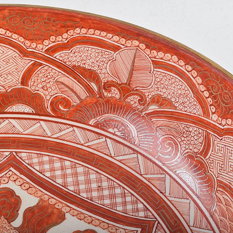 九谷焼 古九谷 八郎手 赤絵金彩 人物文 大鉢 時代箱付 D R9433B