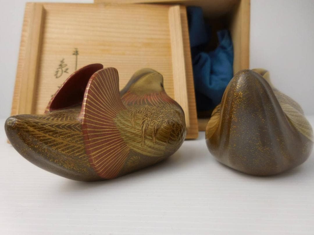 象彦 陶器製 鴛鴦（おしどり）の置物 ヴィンテージ