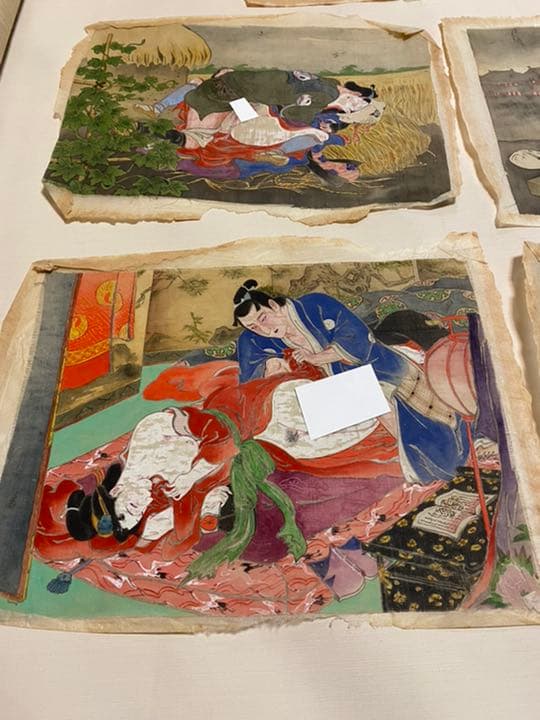 浮世絵　肉筆 春画 絹　５枚