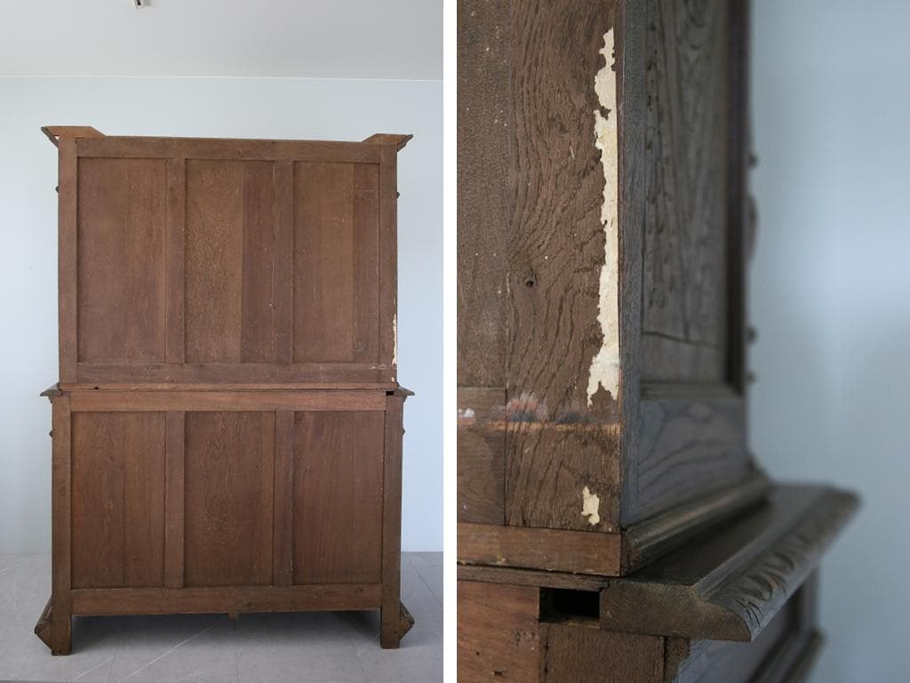 フランスアンティークルイ13世様式キッチンキャビネット/木製食器棚90-41-1