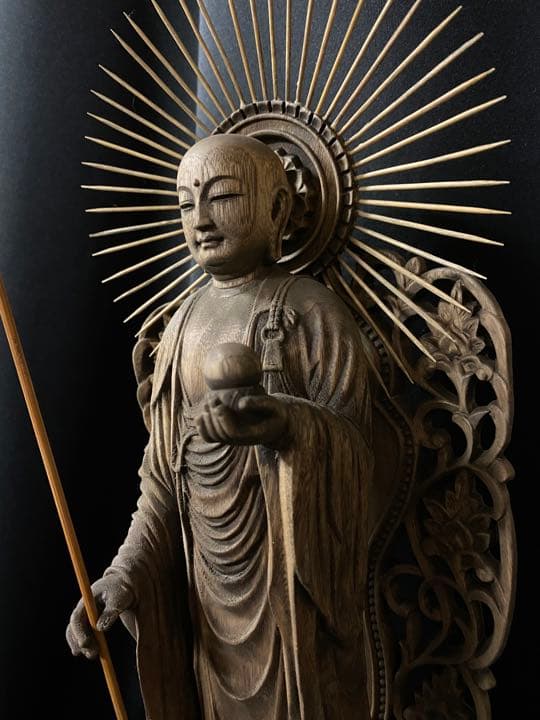 大型 高37cm 仏教工芸品 総楠製 井波彫刻 いっとう彫 極上彫 九龍