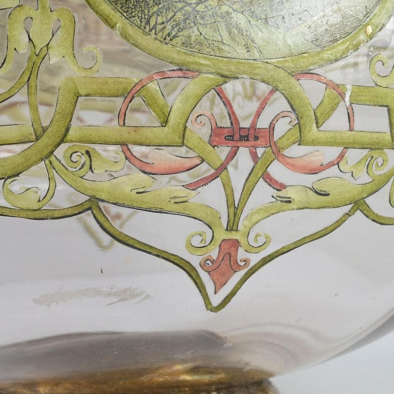 アンティーク ガラス工芸 風景図 花瓶 C 9410