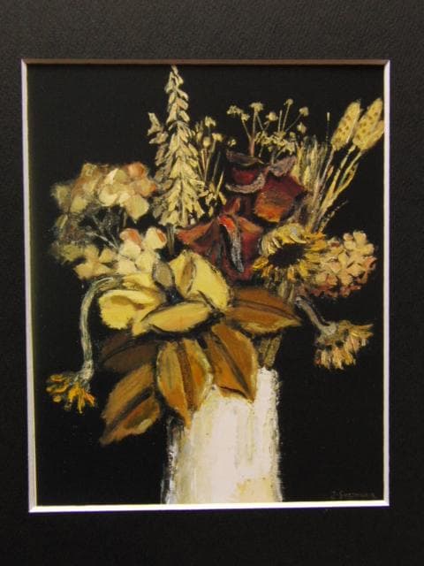 杉村惇、【枯れた花】、希少な額装用画集より、新品額装付