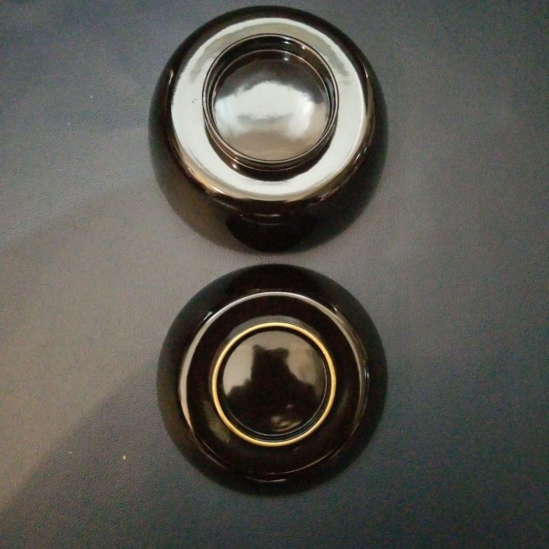 菫　黒漆塗 内総沈金 菊花紋詰 吸物椀 汁椀 茶道具 懐石 菓子椀　2客