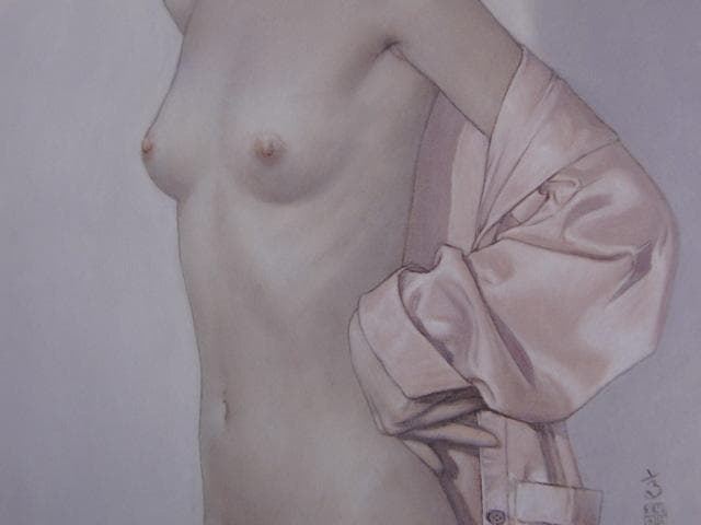 高塚省吾、【絹の部屋着】、希少な額装用画集より、新品額装付、状態良好