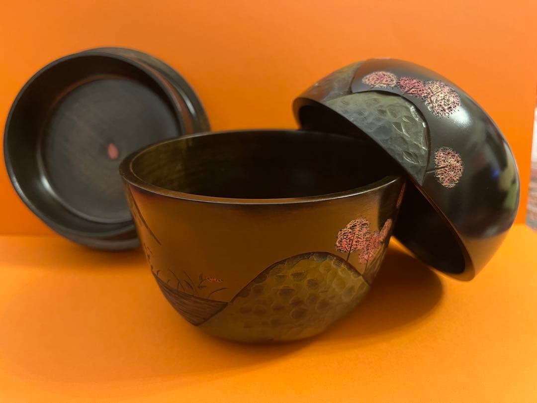 川添日記　散歩の友　お弁当　草木彫　漆