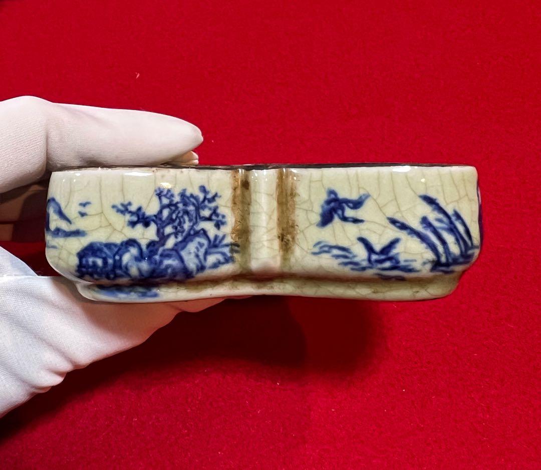 中国美術 古玩 道光年製 山水 人物 獅子紋樣春宫人物蝶々 蓋合 香合