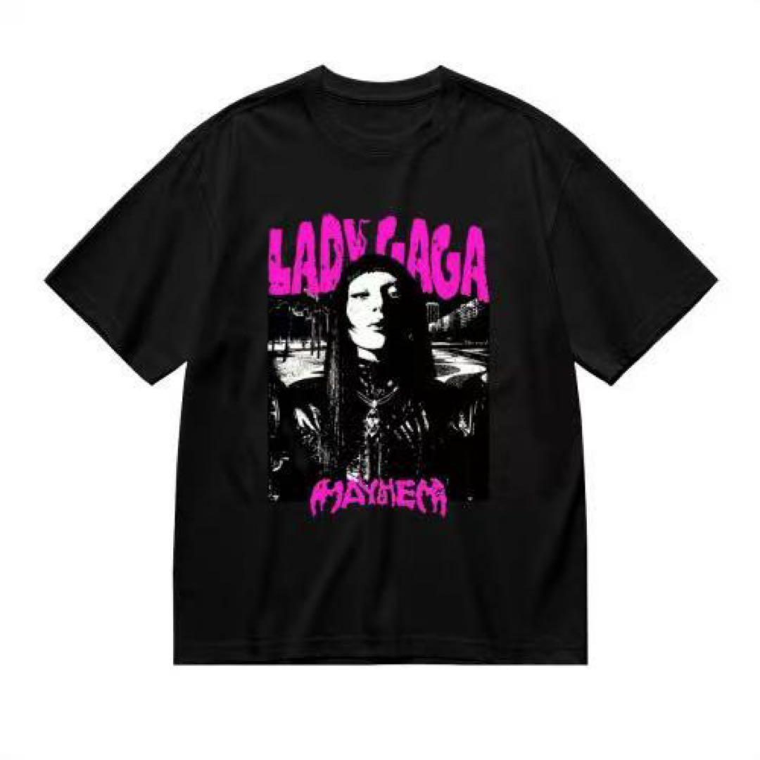 新品、LADY GAGA MAYHEM上質生地の黒Tシャツ（S-XXXL）対応 - メルカリ