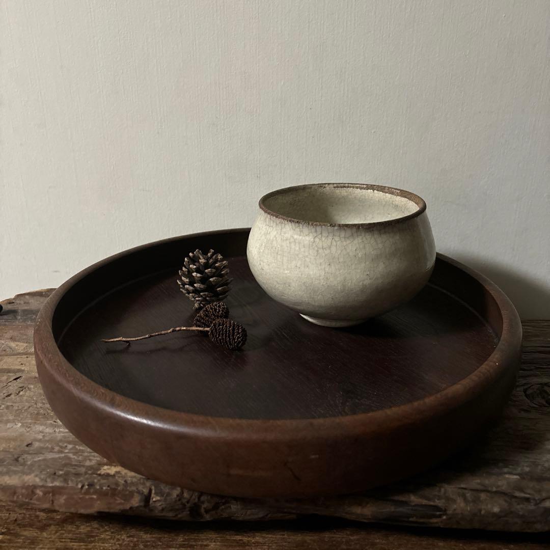 古い丸壷 白釉 塩笥壺 韓国骨董.アンティーク.古民芸.検:立原正秋.