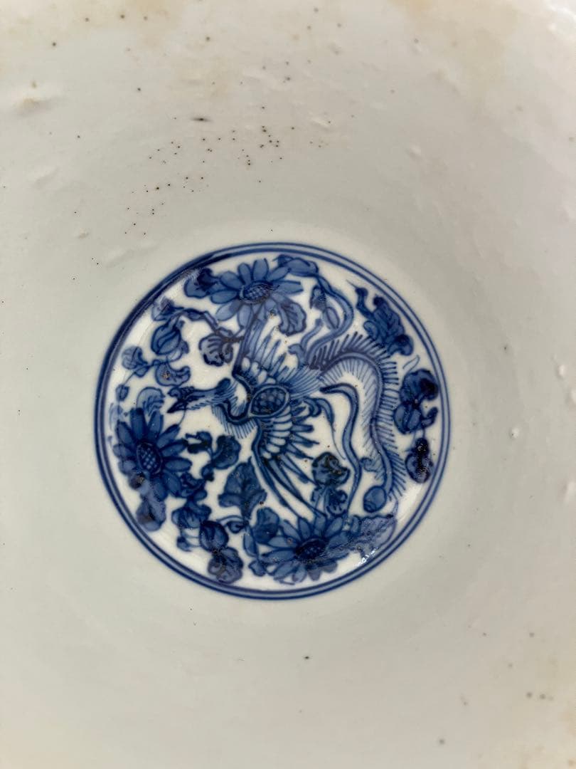 白磁鳳凰文深鉢