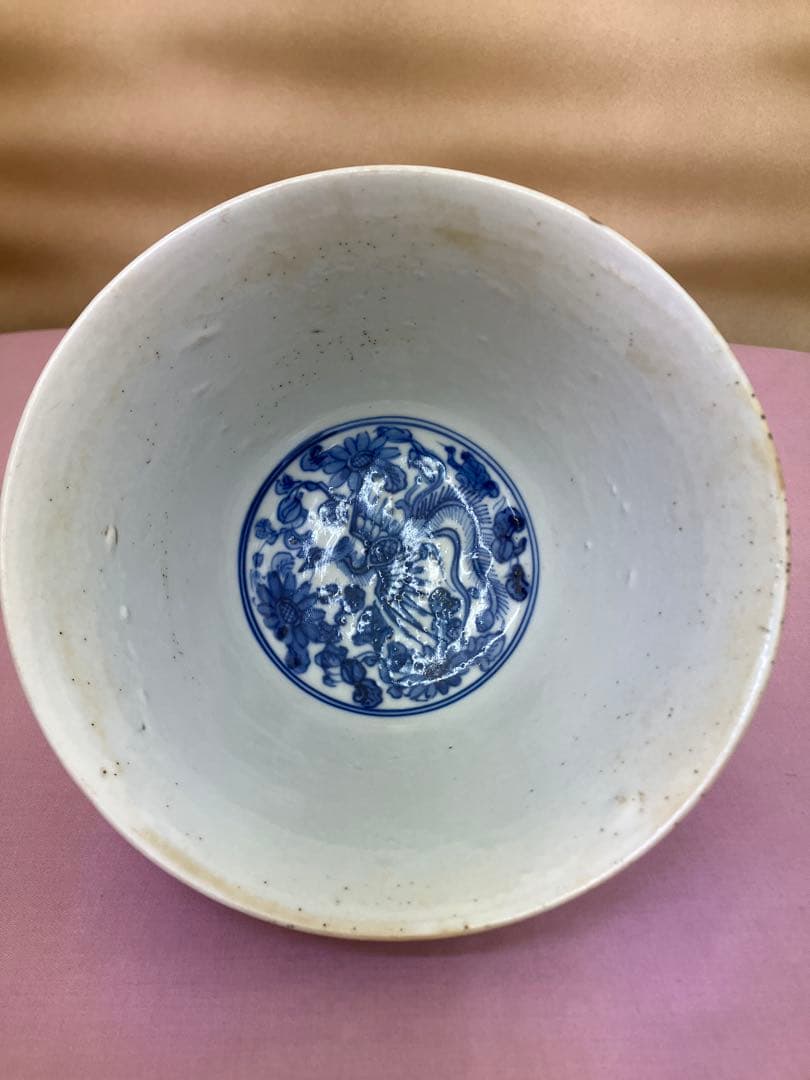 白磁鳳凰文深鉢