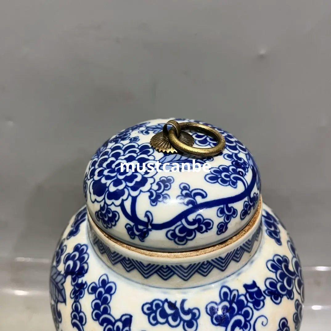 青花纏枝蓮麒麟紋茶蓋缶 景徳鎮 陶磁器 装飾品 現代