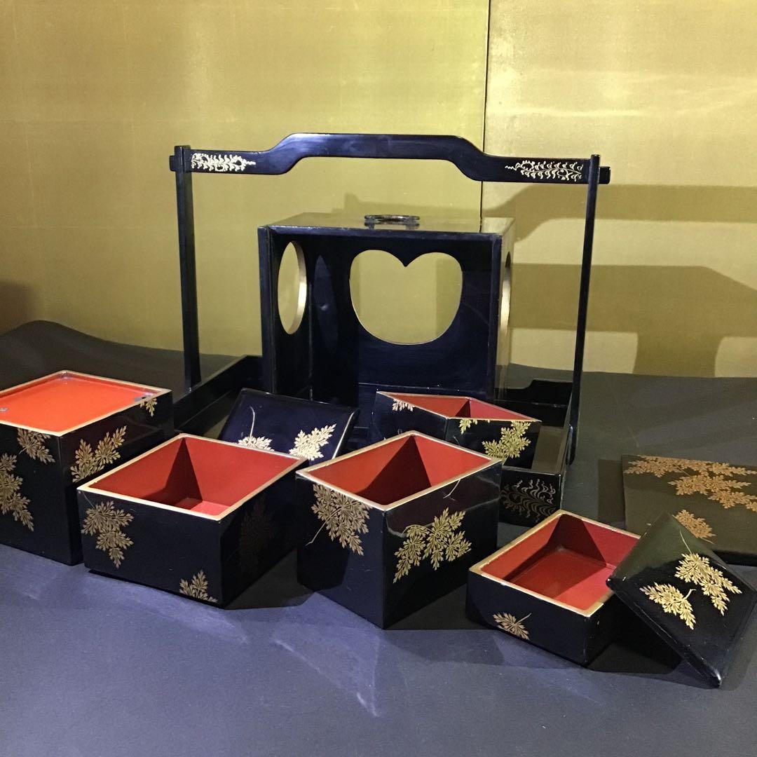 金蒔絵　野重弁当　江戸期　奥方様の料理器酒器　組み合. z