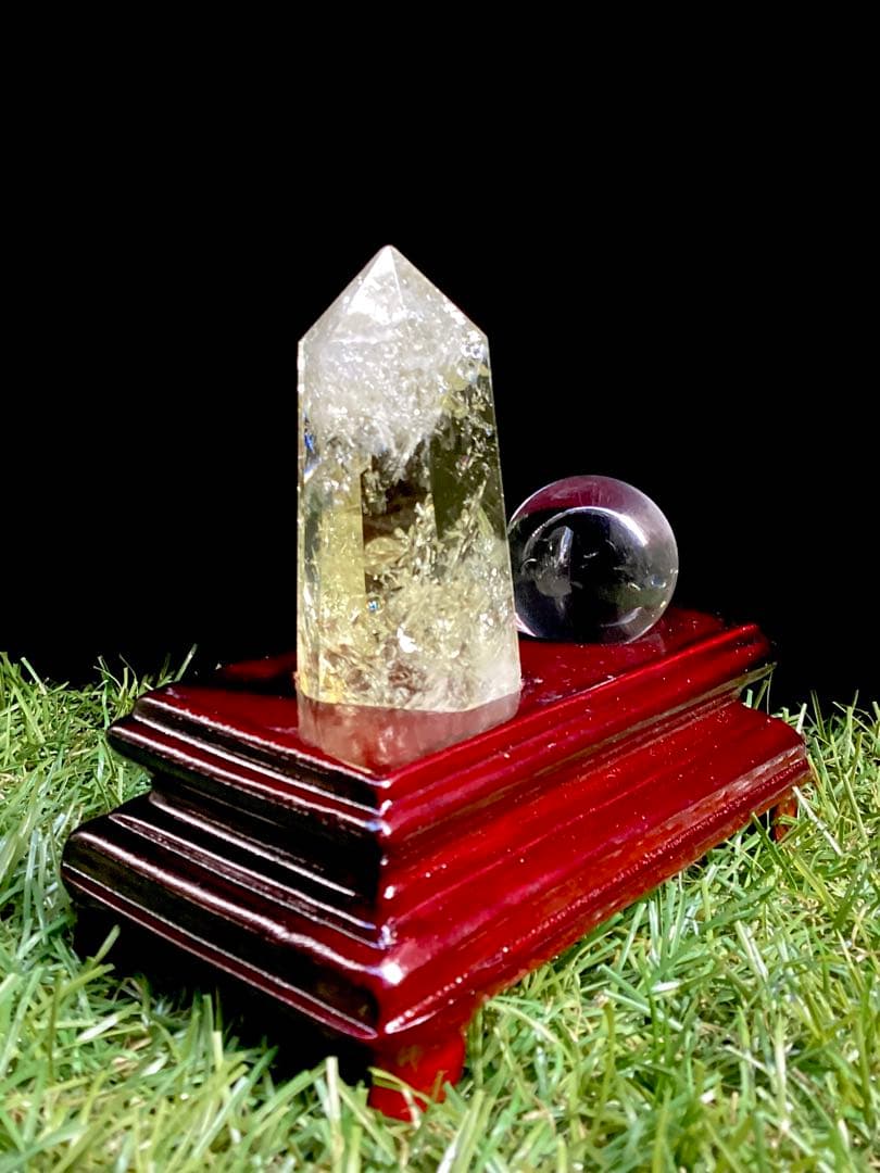 ✳最強の風水**ガネーシュヒマール水晶＆レモン水晶 お守り*守護石 鑑別