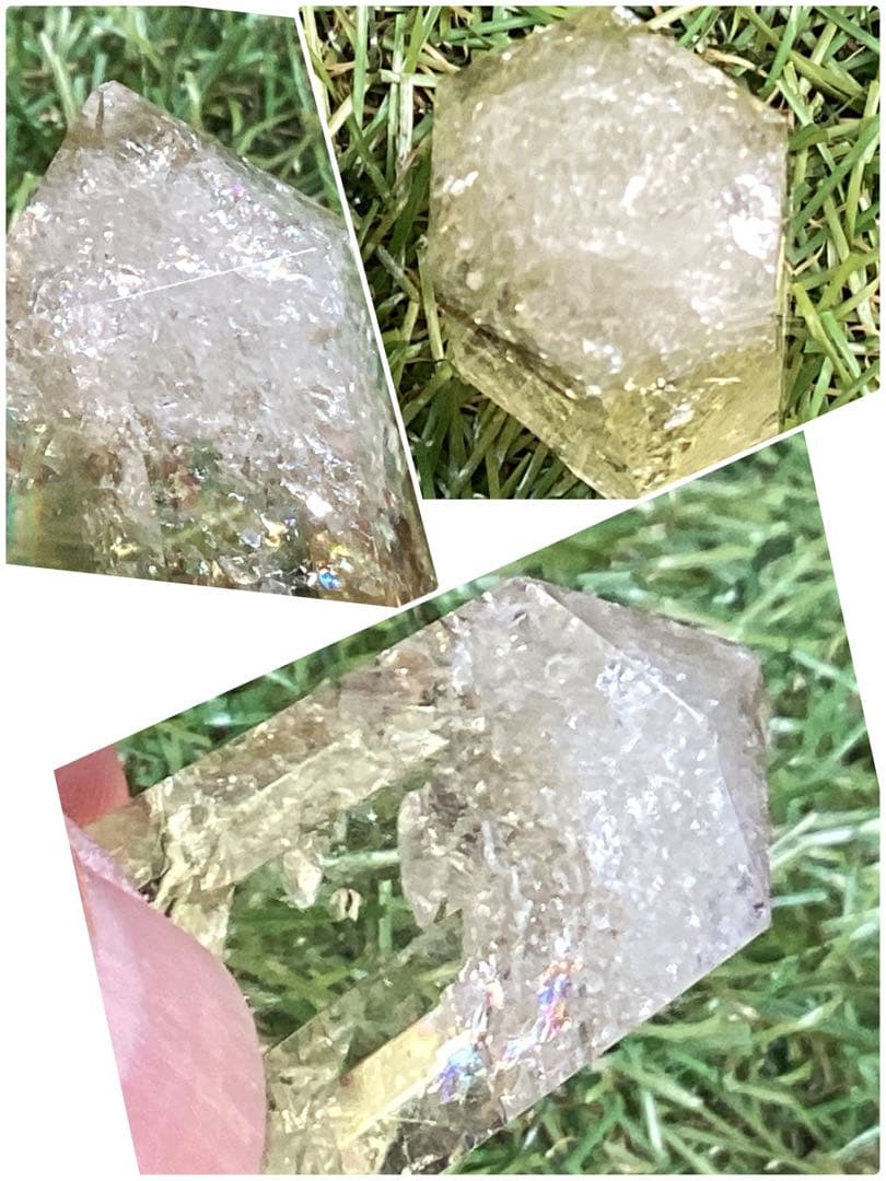 ✳最強の風水**ガネーシュヒマール水晶＆レモン水晶 お守り*守護石 鑑別