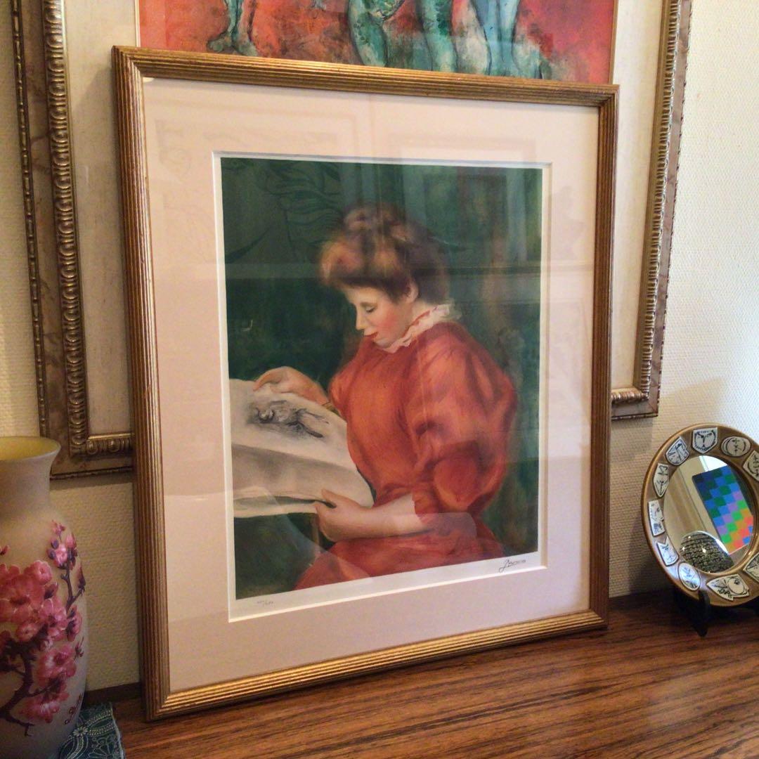 ルノワール　「読書」　リトグラフ