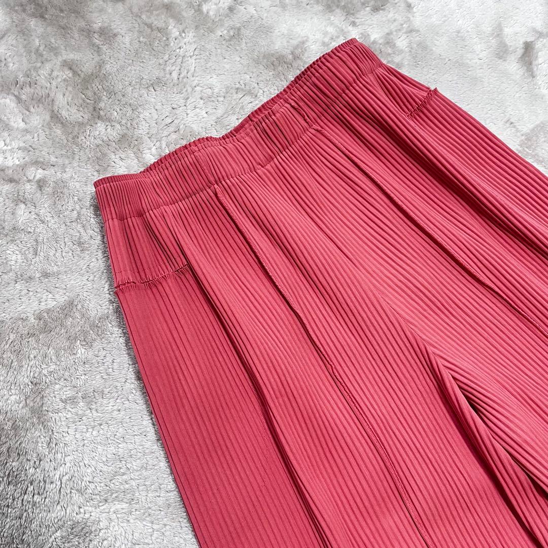 美品 イッセイミヤケ me プリーツ ワイドパンツ ガウチョFINE KNIT