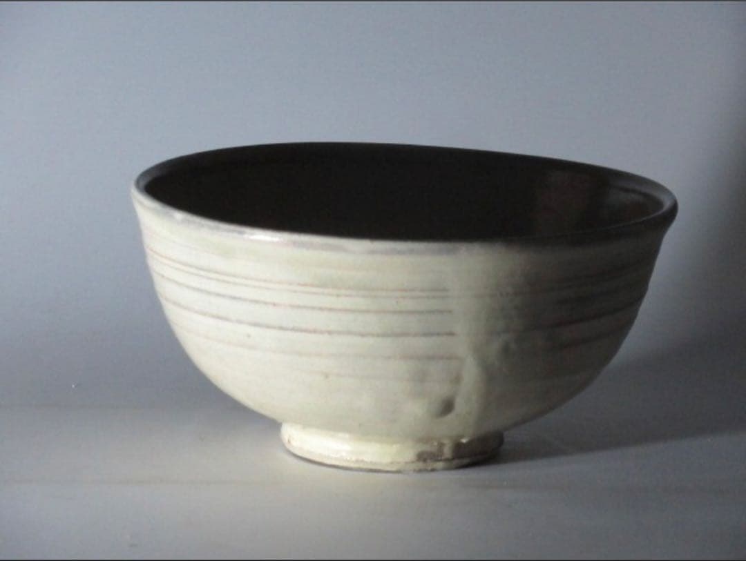 松井康成 粉引茶碗 素朴で透明感のある名碗！7138