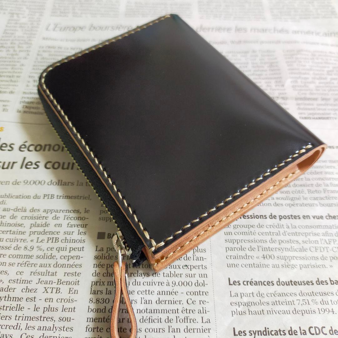 【ノリ】コードバン　L字ファスナーウォレット　コンパクト