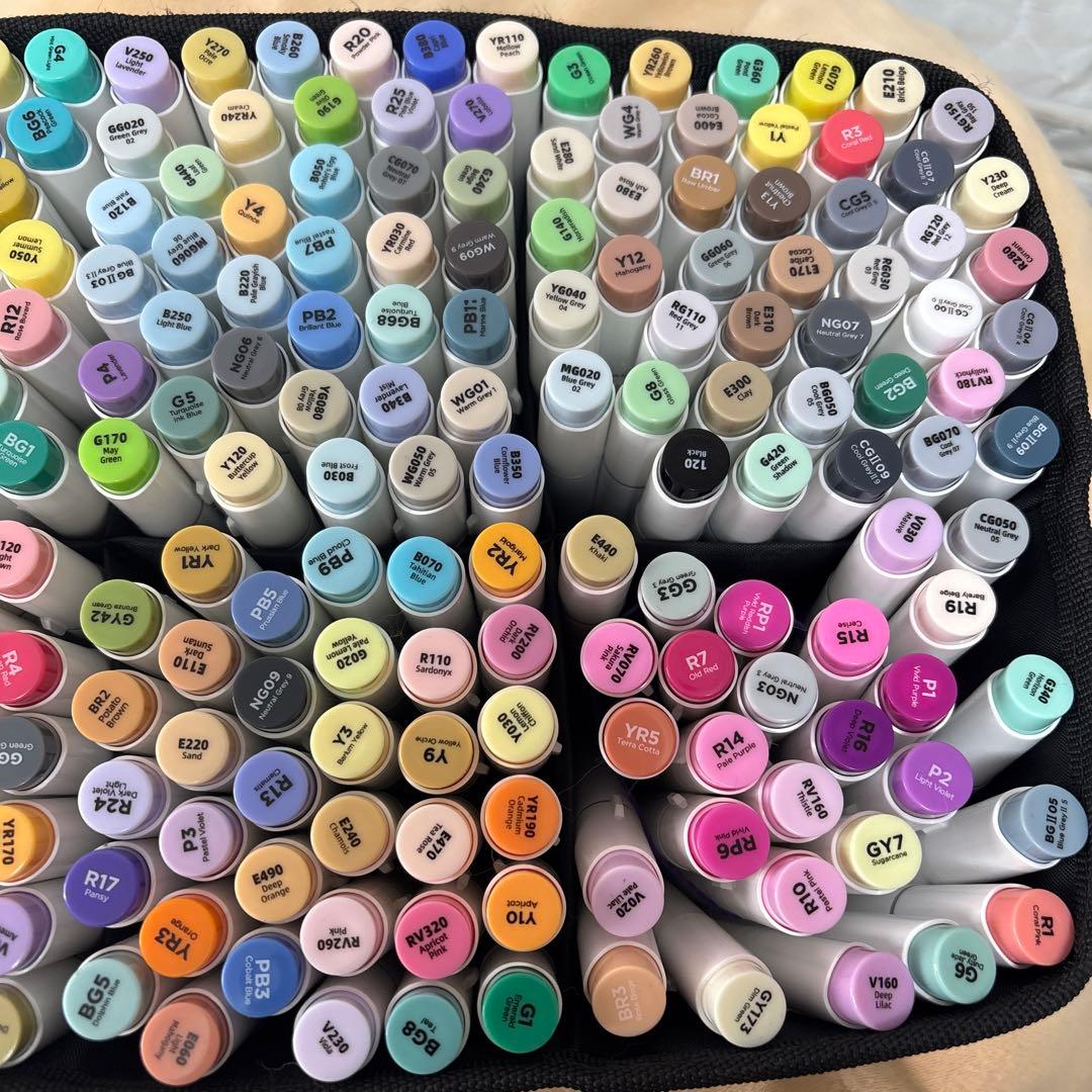 Ohuhu マーカーペン 筆タイプ 216色 イラストマーカー 筆・細字