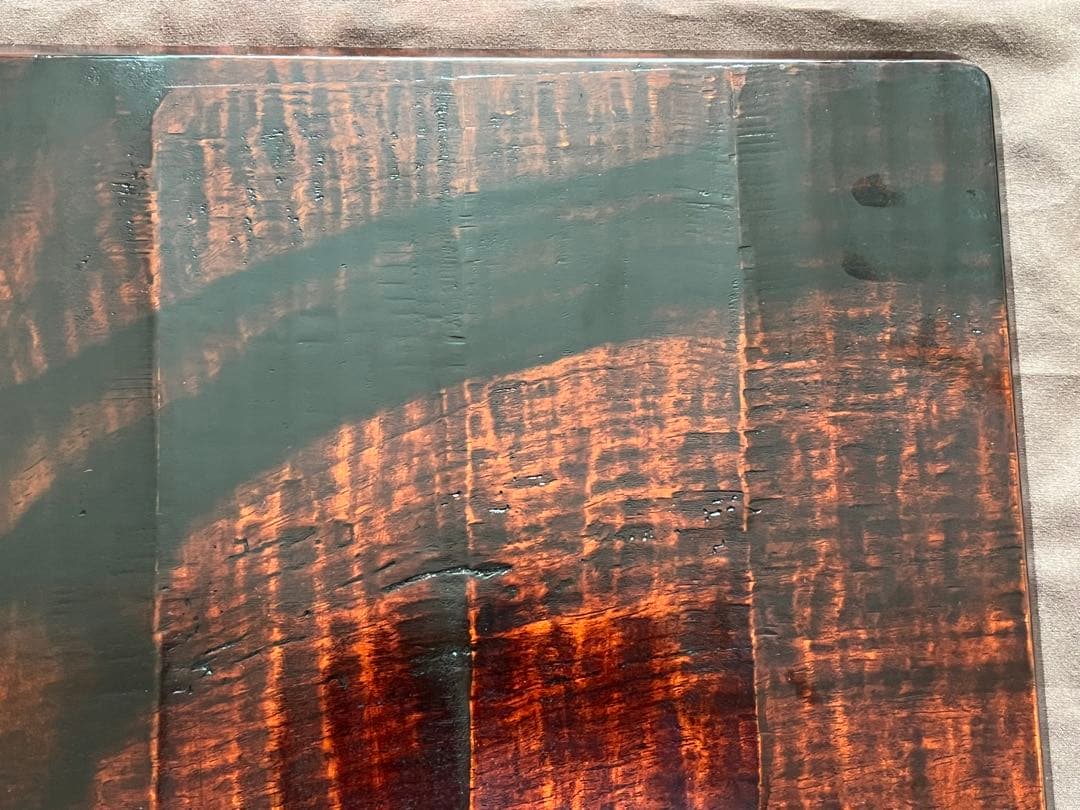 希少　黒柿拭漆我谷盆　25cm×35.4cm×1.8cm №9030