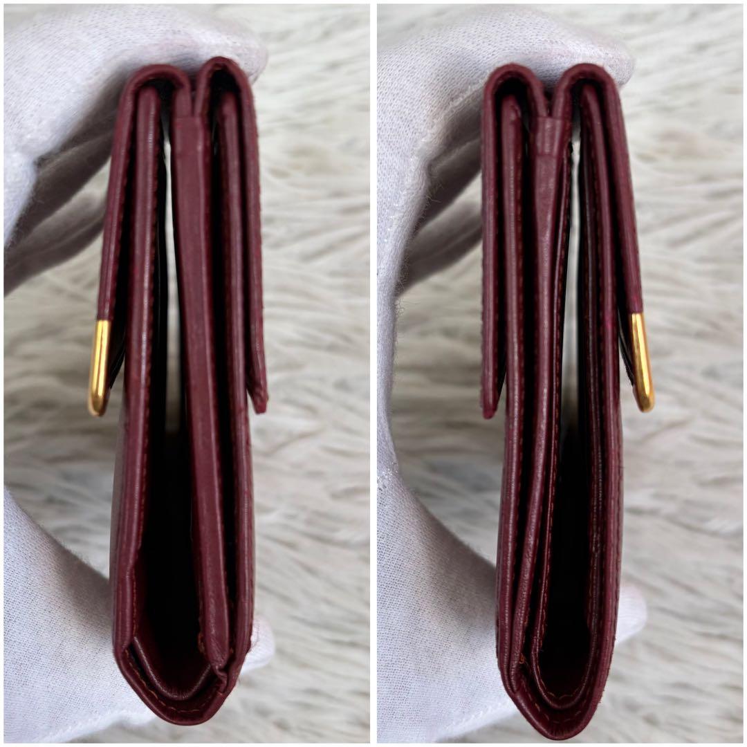 未使用級✨Cartier カルティエ 三つ折り財布 Wホック 金具 ボルドー