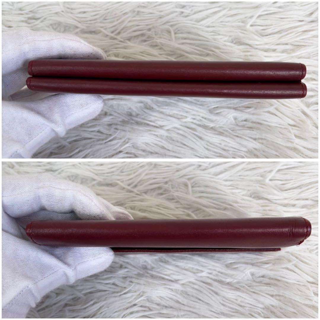 未使用級✨Cartier カルティエ 三つ折り財布 Wホック 金具 ボルドー