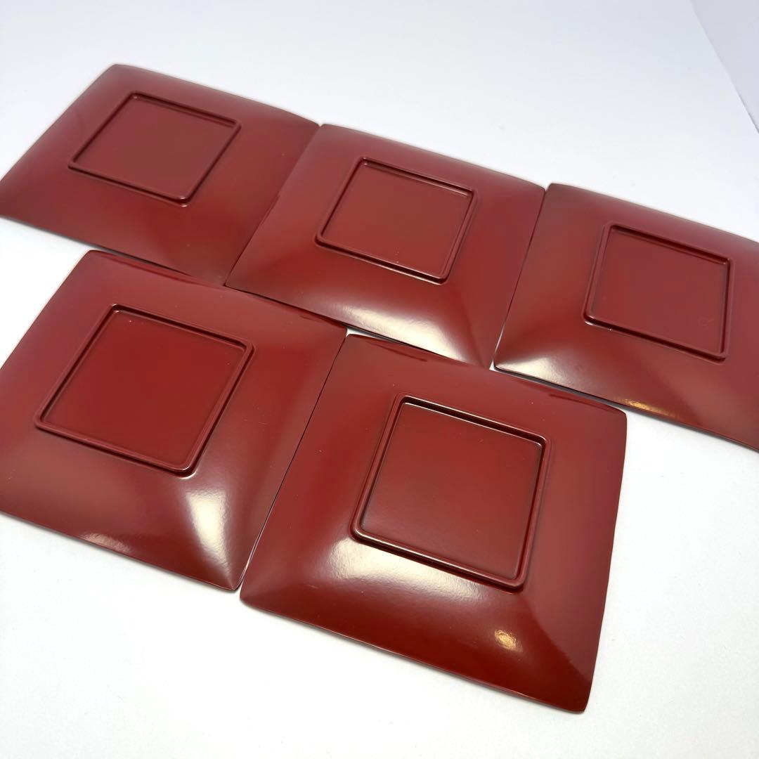 新品未使用 金沢箔工芸 金沢手打箔 洋金箔 角古代銘々皿 5枚セット 共