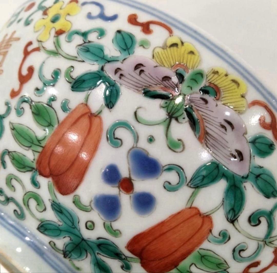 清時代 骨董品 粉彩 茶碗 南京色絵花卉文鉢唐物 古染付 煎茶碗 - メルカリ