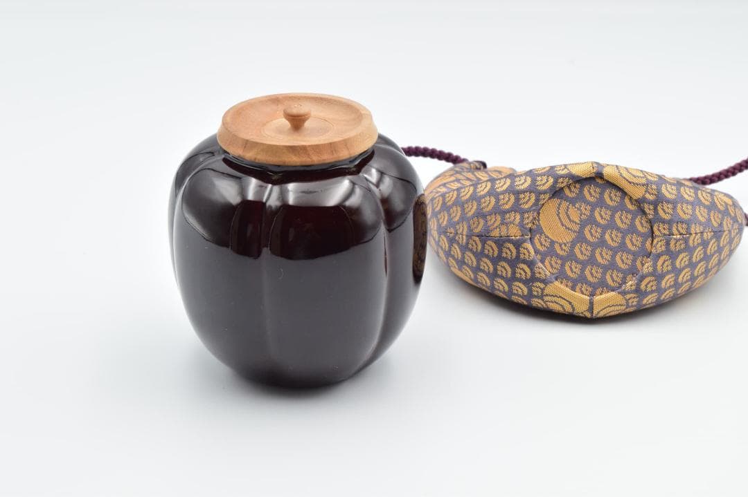 阿古陀茶入 中村宗悦作 如心斎好写 共箱・仕覆付き