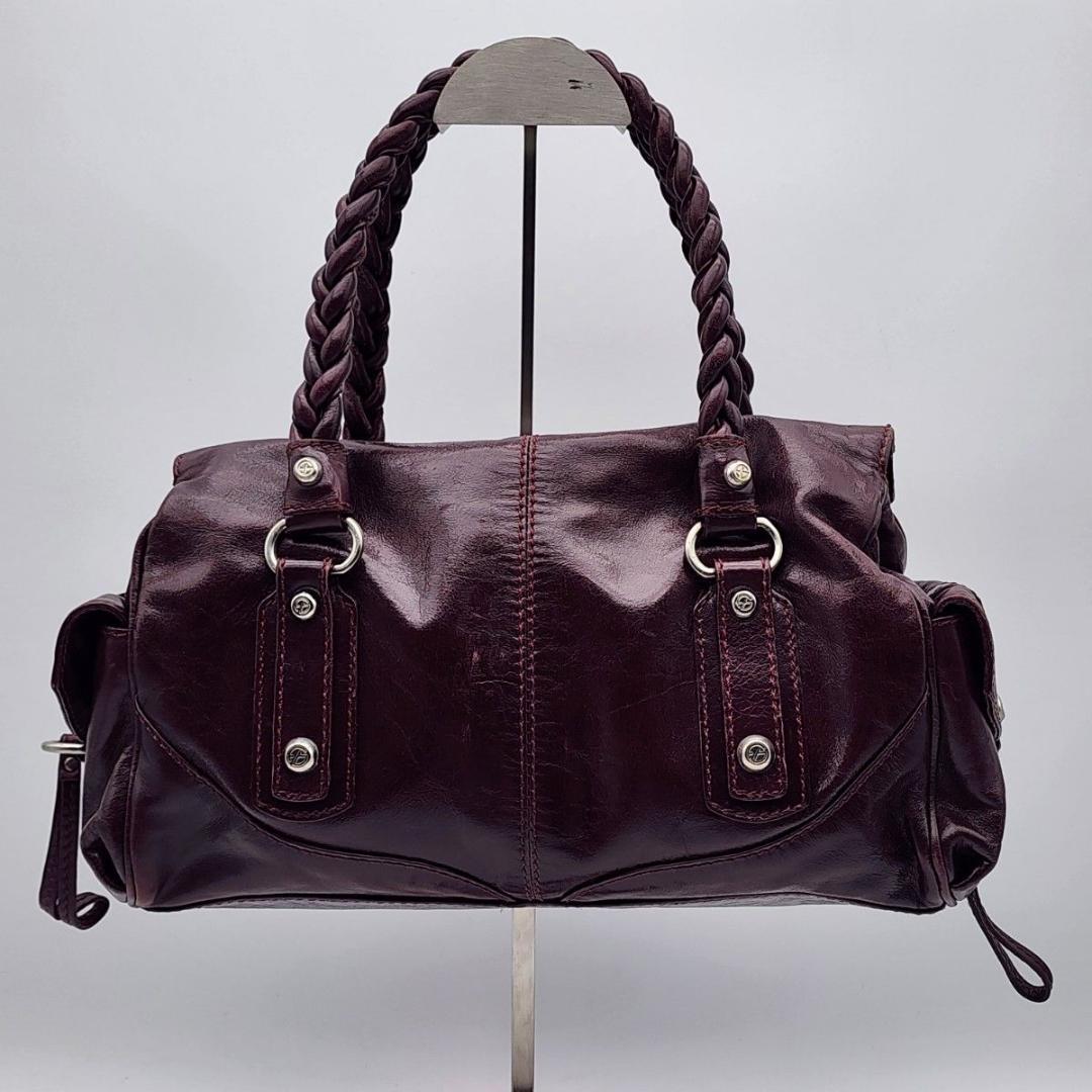 フランチェスコビアジア ショルダーバッグ 編み込みハンドル レザー レッド