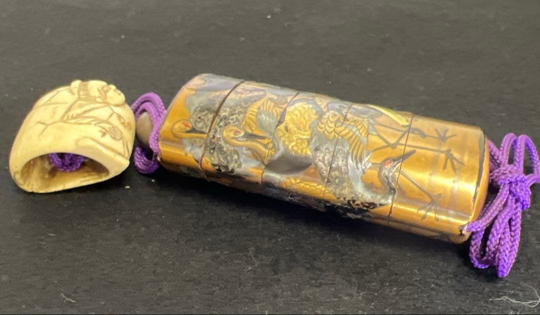 江戸時代 鶴蒔絵印籠、根付 70g 東Y8-0122☆2Fトコカ - メルカリ
